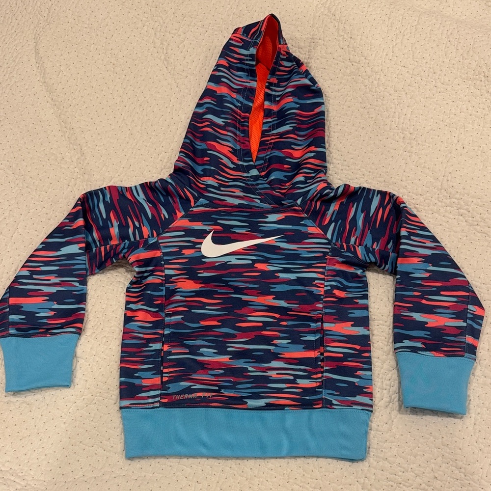 New Without Tags-Nike Kids Blue and Red Patterned Hoodie
